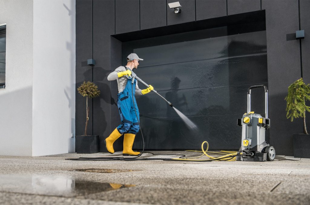 Pressure washing garage and gate Gold Coast